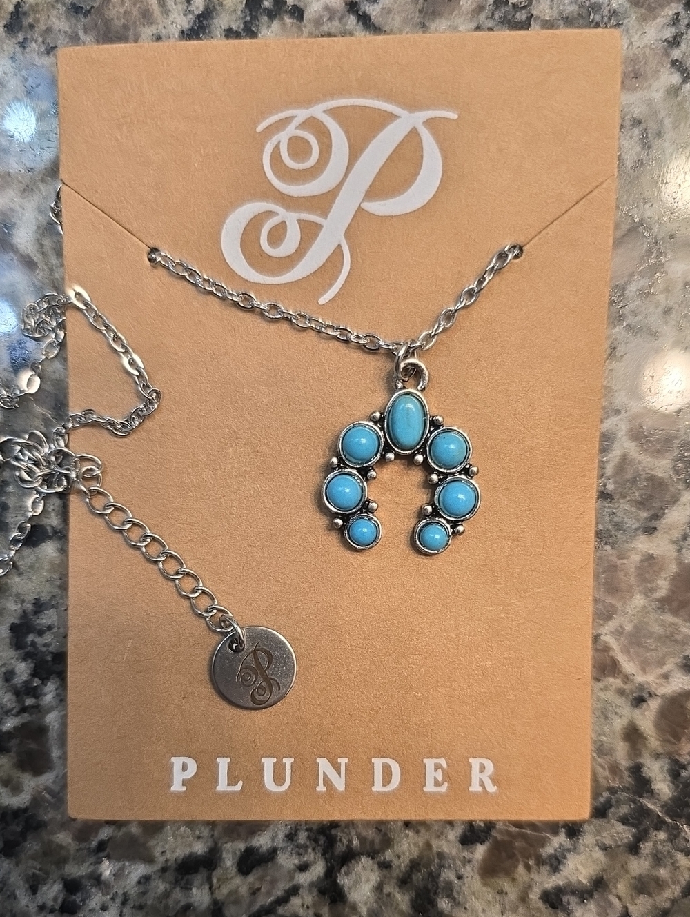 Plunder Silver-Tone Turquoise Horseshoe Pendant Necklace